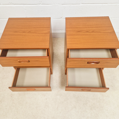 Schreiber Vintage Mid Century Danish Design Medium Teak Retro Bedside Cabinets