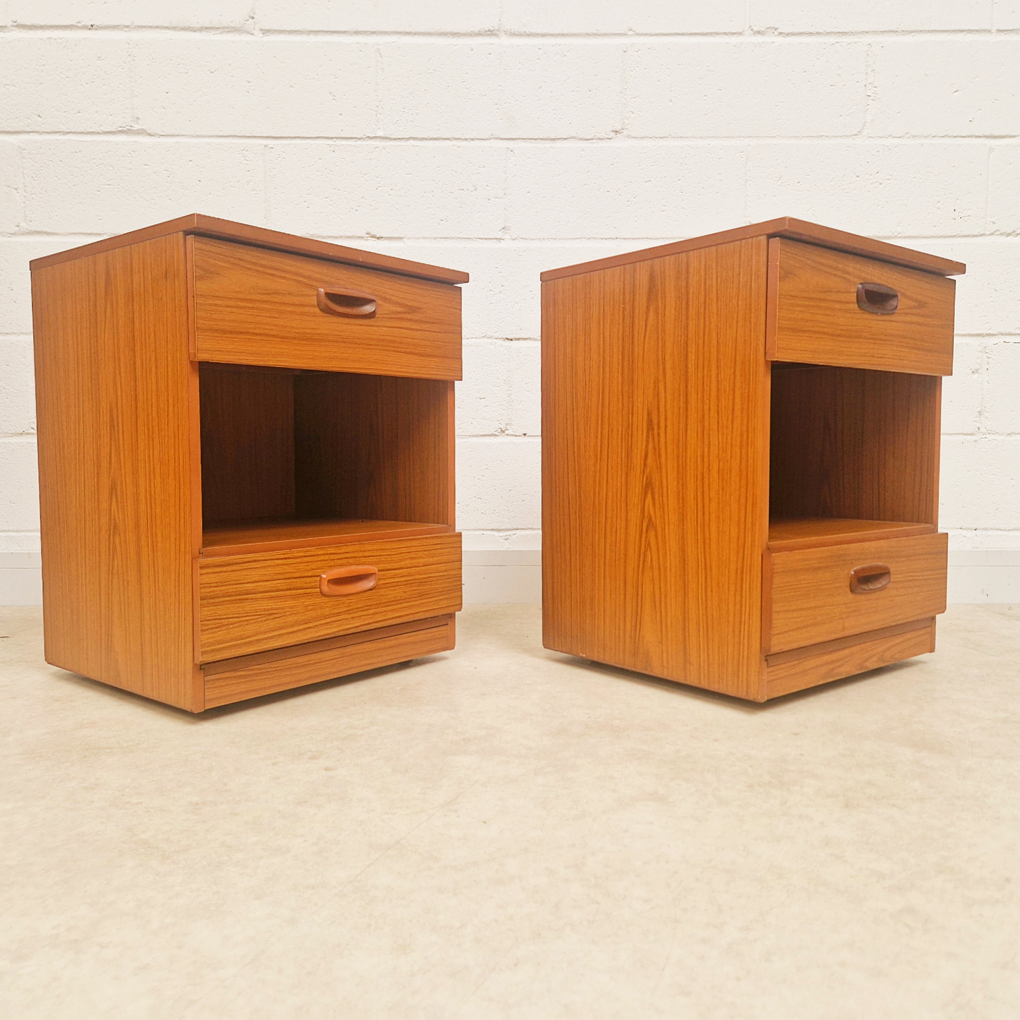 Schreiber Vintage Mid Century Danish Design Medium Teak Retro Bedside Cabinets
