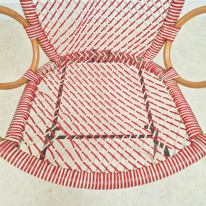 Vintage Mid Century 1970s COMPACT Bohemian Rattan Woven Accent Atomic Chair
