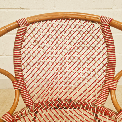 Vintage Mid Century 1970s COMPACT Bohemian Rattan Woven Accent Atomic Chair