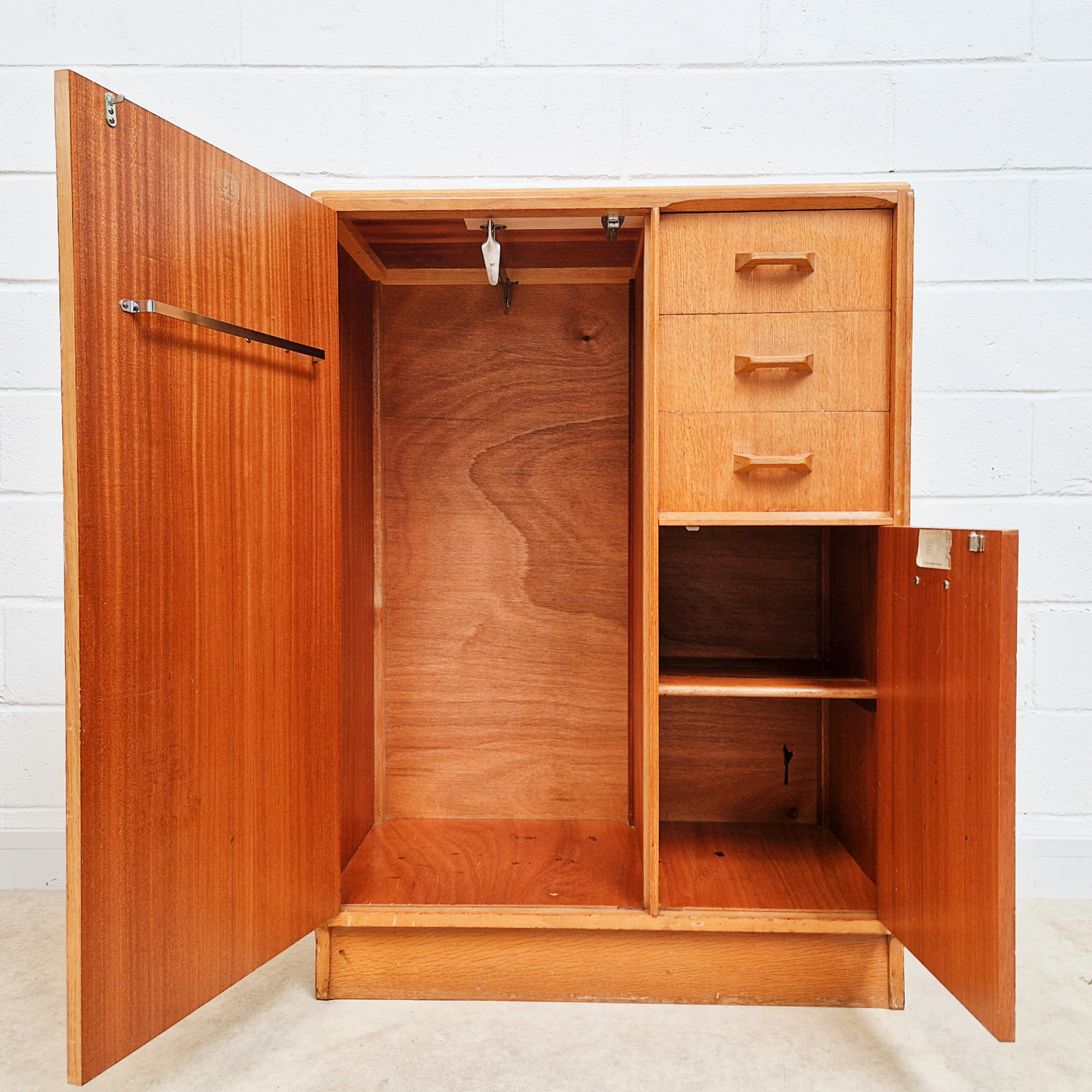 G Plan E Gomme Gold Label 1960's Vintage Wardrobe Cabinet Chest Drawers Combination Piece