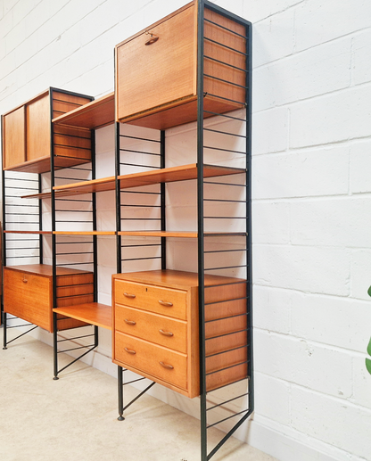 Staples Ladderax Vintage 1960s Mid Century 3 Bay Danish Design Cabinet Sideboard