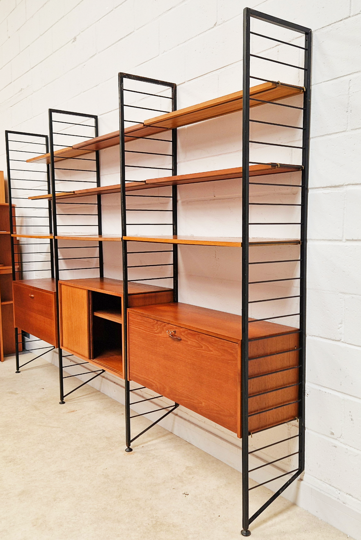 Staples Ladderax Vintage 1960s Mid Century 3 Bay Danish Design Cabinet Sideboard