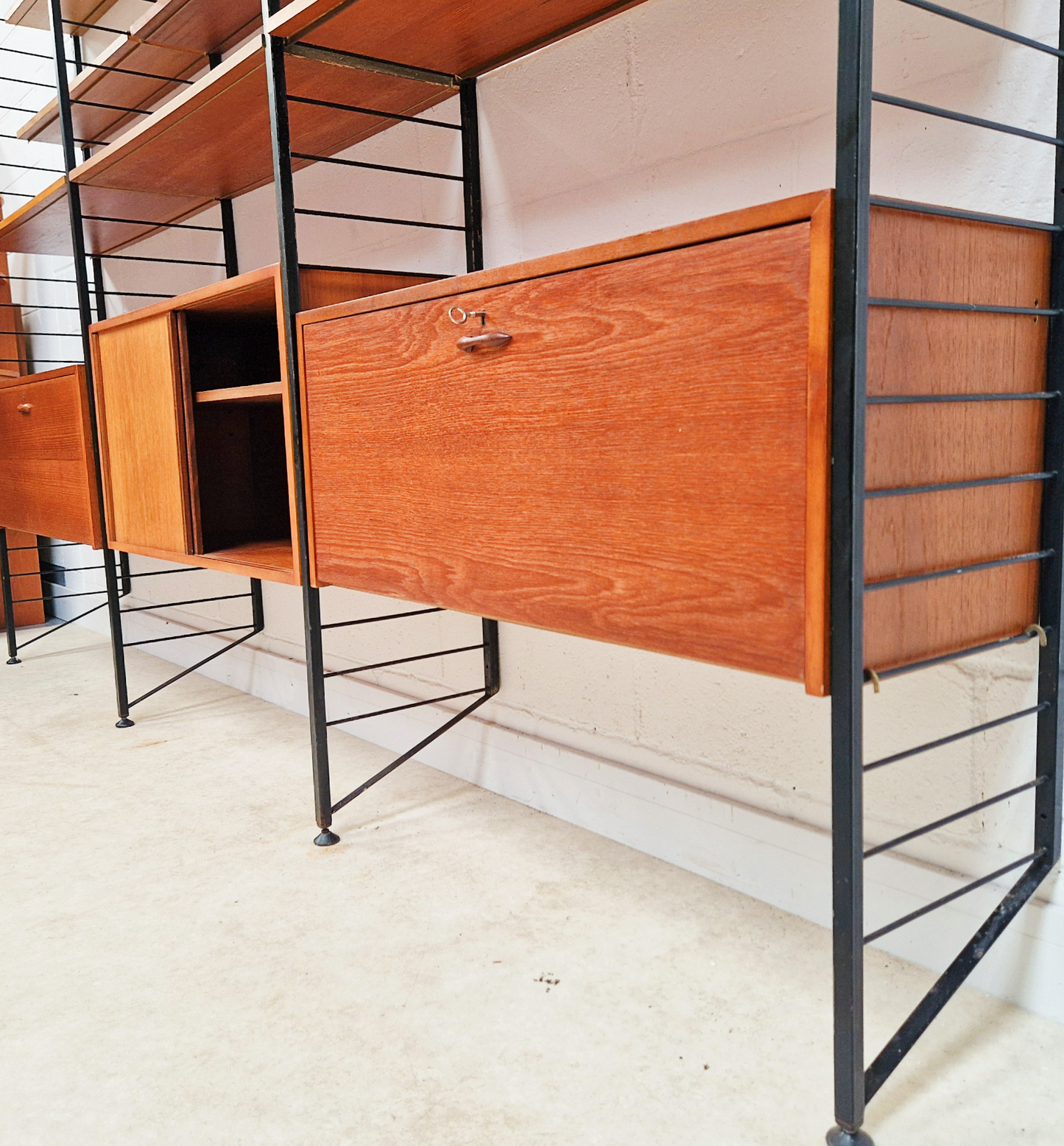 Staples Ladderax Vintage 1960s Mid Century 3 Bay Danish Design Cabinet Sideboard