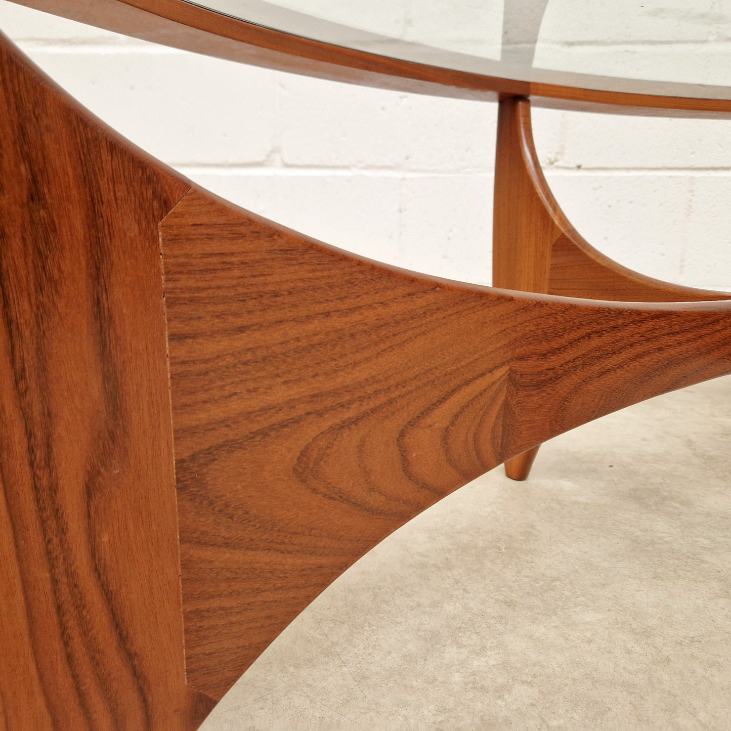 V.B Wlikins for G Plan Astro Vintage Mid Century Solid Teak & Glazed Glass Oval Coffee Table