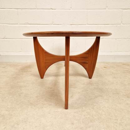 V.B Wlikins for G Plan Astro Vintage Mid Century Solid Teak & Glazed Glass Oval Coffee Table