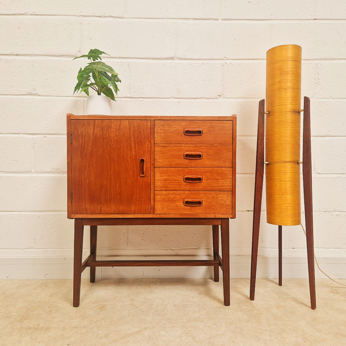 Vintage Mid Century Danish Medium Teak Compact Sideboard Cabinet