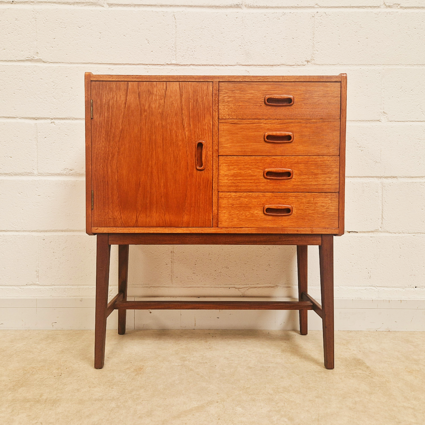 Vintage Mid Century Danish Medium Teak Compact Sideboard Cabinet