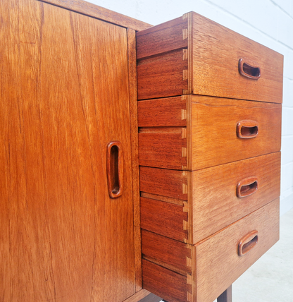 Vintage Mid Century Danish Medium Teak Compact Sideboard Cabinet