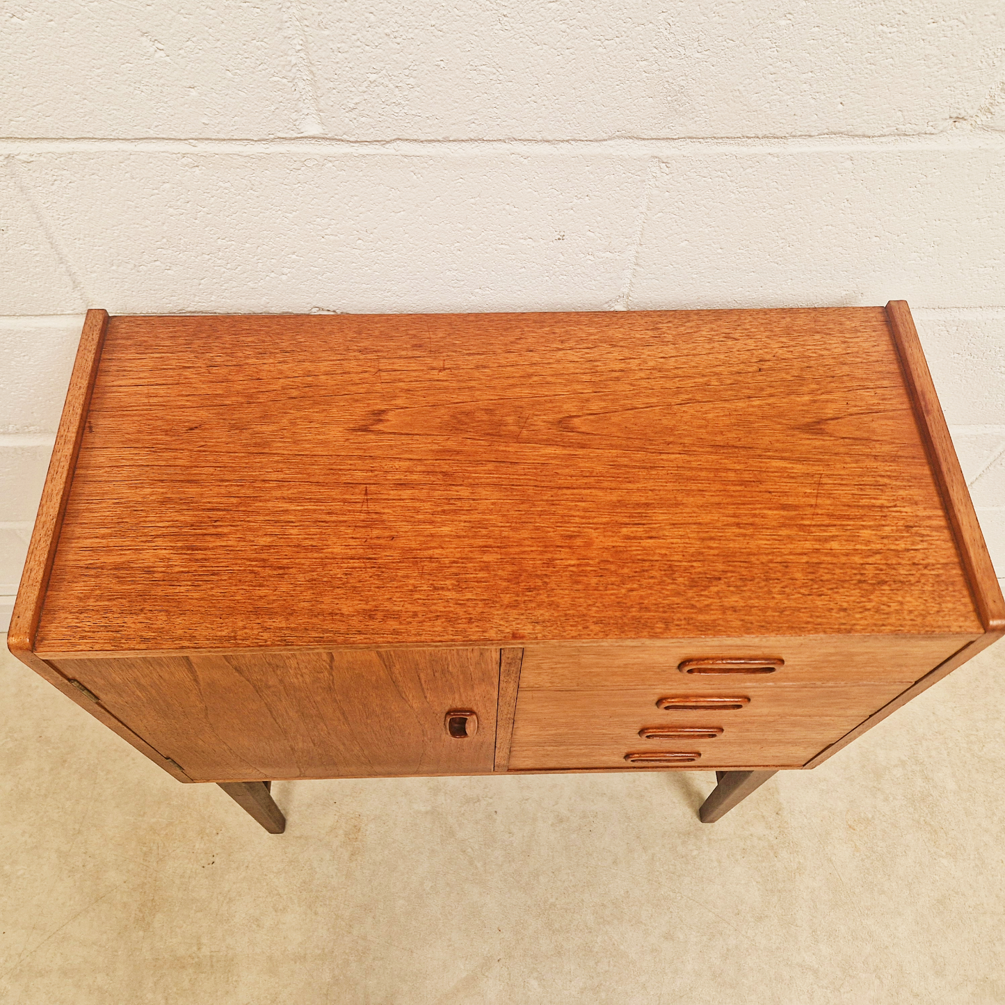 Vintage Mid Century Danish Medium Teak Compact Sideboard Cabinet