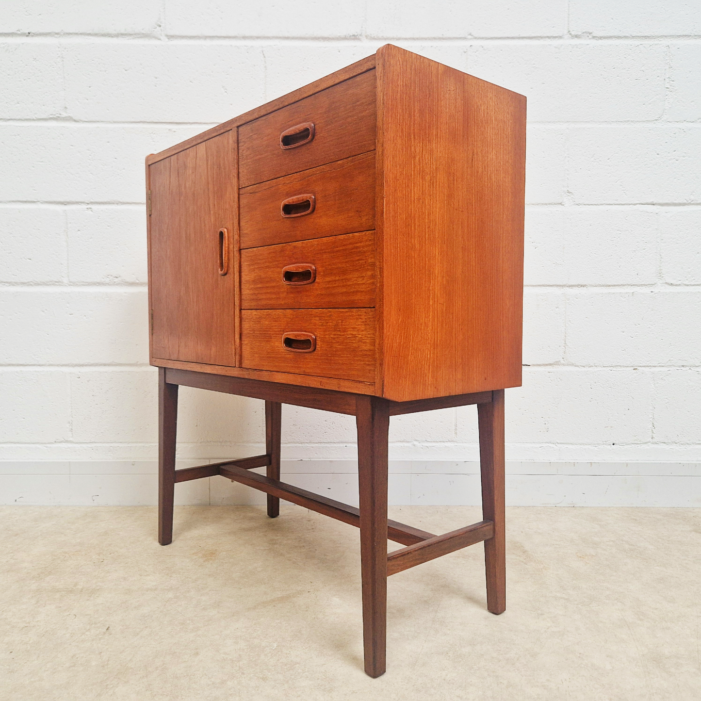 Vintage Mid Century Danish Medium Teak Compact Sideboard Cabinet