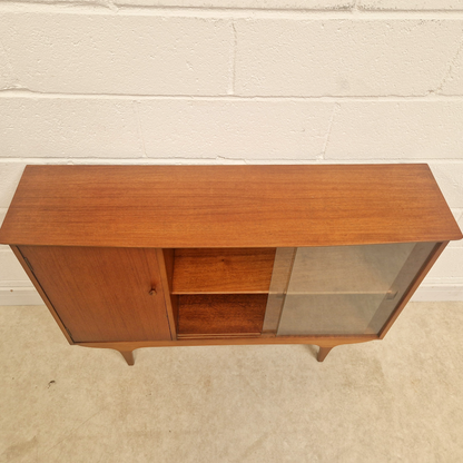 Mid Century Vintage 1960s Medium Teak & Glazed Glass Danish Design Bookcase