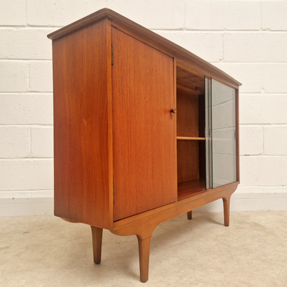 Mid Century Vintage 1960s Medium Teak & Glazed Glass Danish Design Bookcase