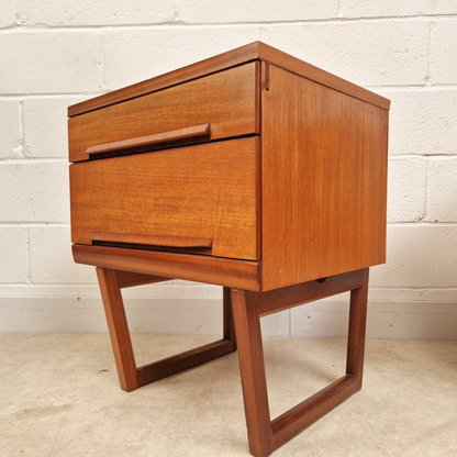 White & Newton Vintage Mid Century Danish Design Tallboy Chest of Drawers & Bedside Cabinet Set