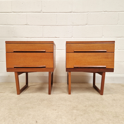 White & Newton Vintage Mid Century Danish Design Tallboy Chest of Drawers & Bedside Cabinet Set