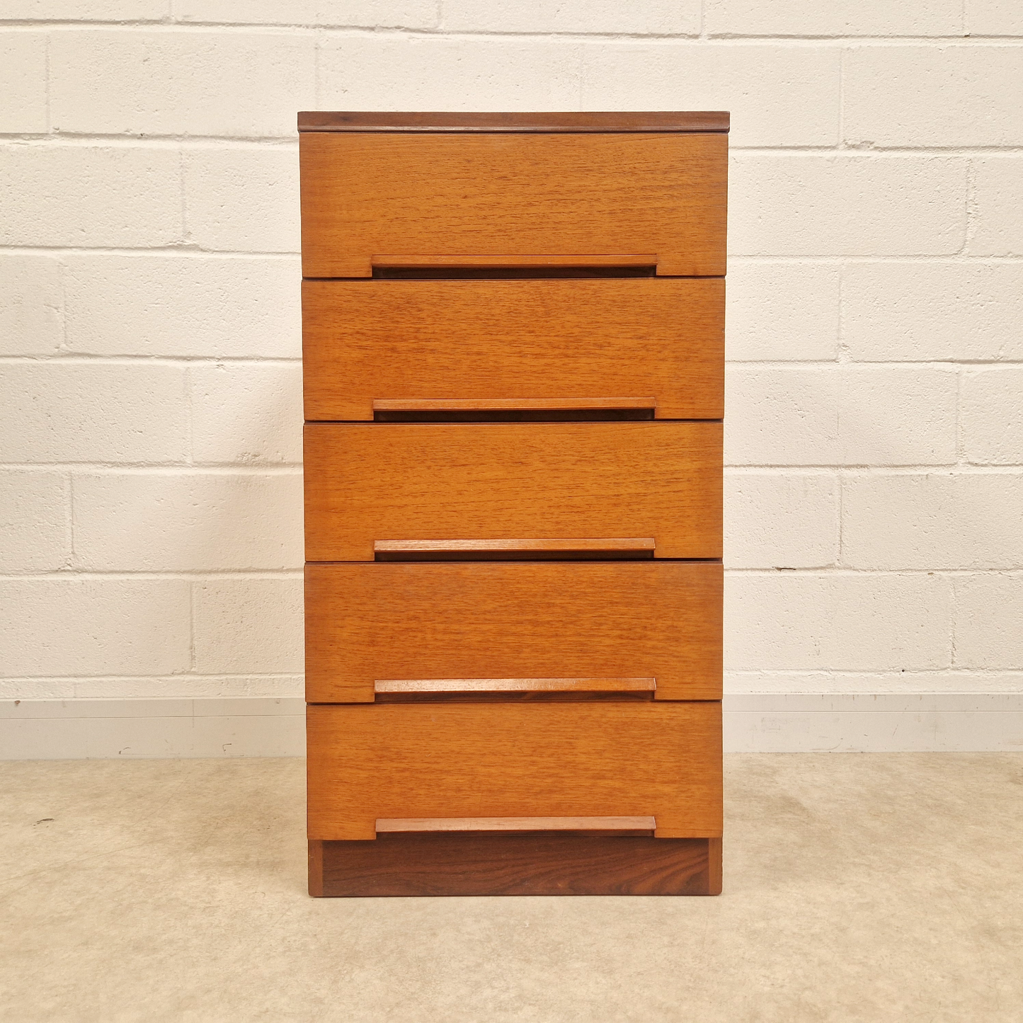 White & Newton Vintage Mid Century Danish Design Tallboy Chest of Drawers & Bedside Cabinet Set