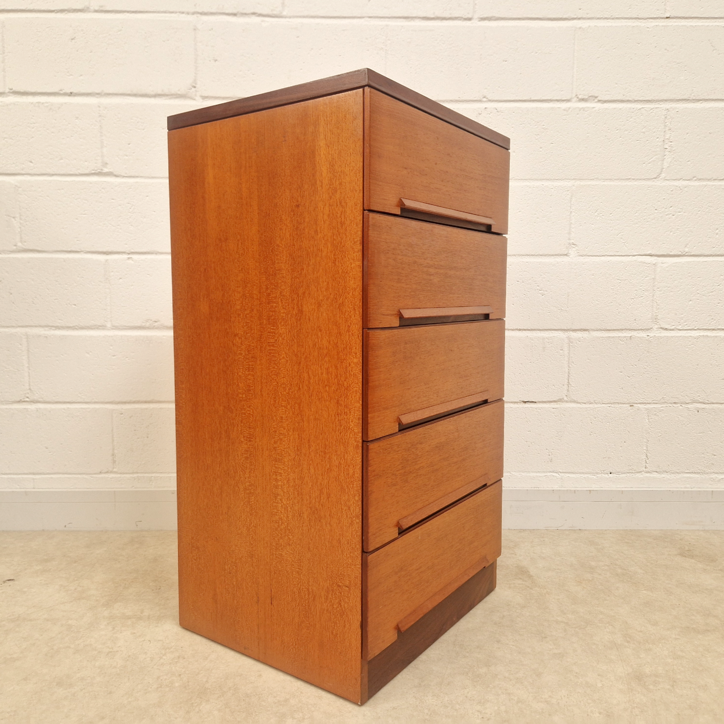 White & Newton Vintage Mid Century Danish Design Tallboy Chest of Drawers & Bedside Cabinet Set