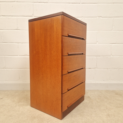 White & Newton Vintage Mid Century Danish Design Tallboy Chest of Drawers & Bedside Cabinet Set
