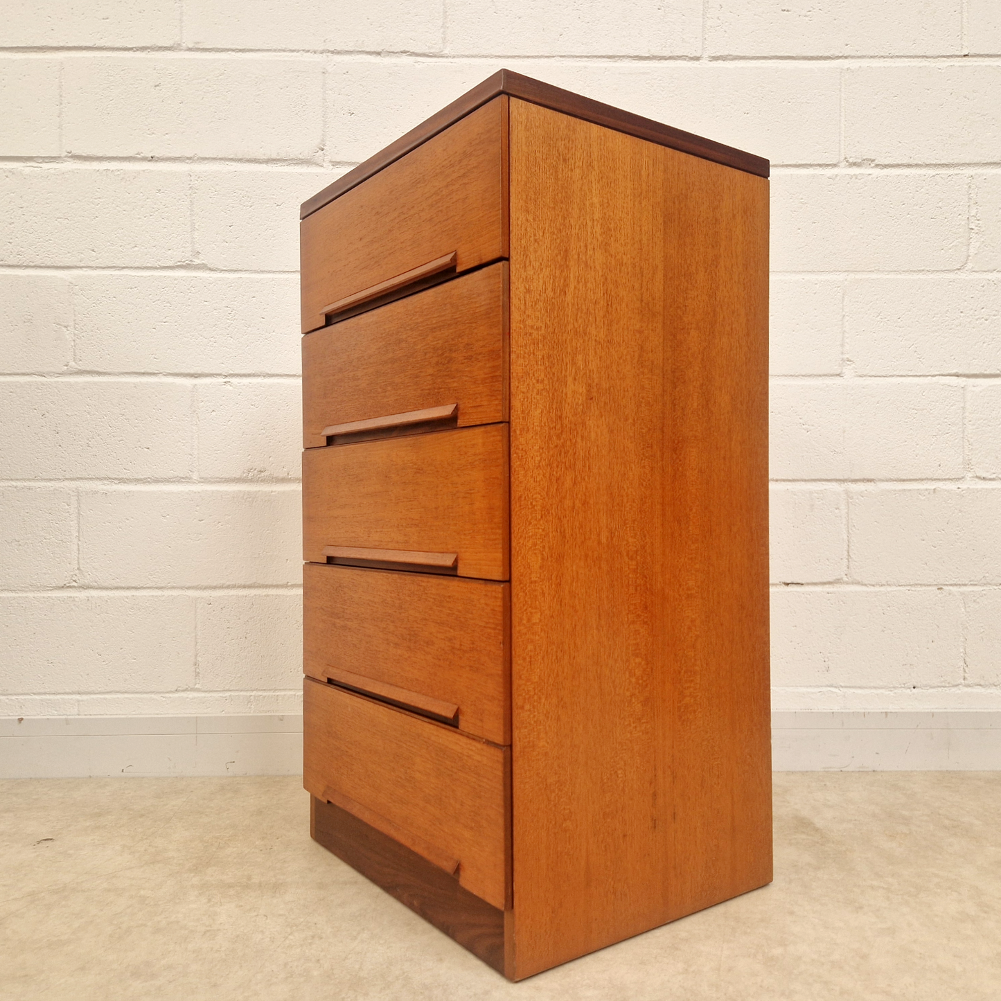 White & Newton Vintage Mid Century Danish Design Tallboy Chest of Drawers & Bedside Cabinet Set