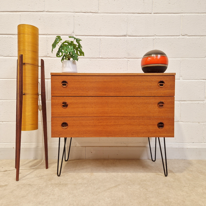Vintage Mid Century Medium Teak Compact Danish Design Sideboard Chest of Drawers