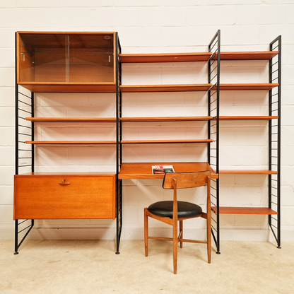 Robert Heal for Heal's Staples Ladderax Vintage 1960s Mid Century 3 Bay Danish Design Cabinet Sideboard