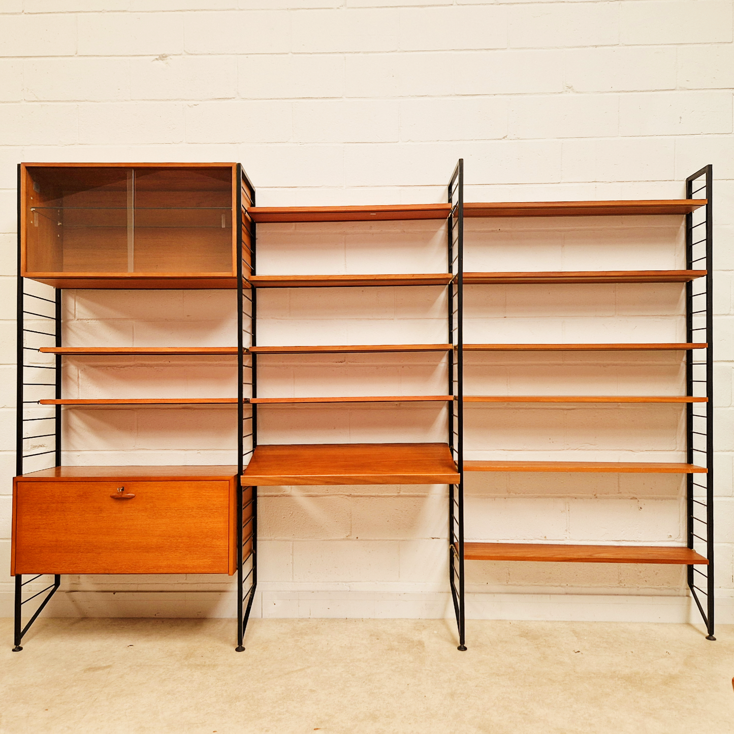 Robert Heal for Heal's Staples Ladderax Vintage 1960s Mid Century 3 Bay Danish Design Cabinet Sideboard