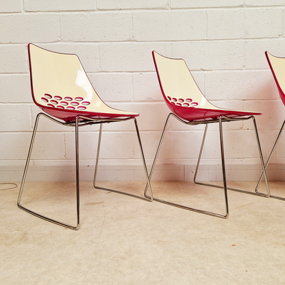 Retro Chrome Base Round Dining Table and Callgaris Jam Chair Dining Set
