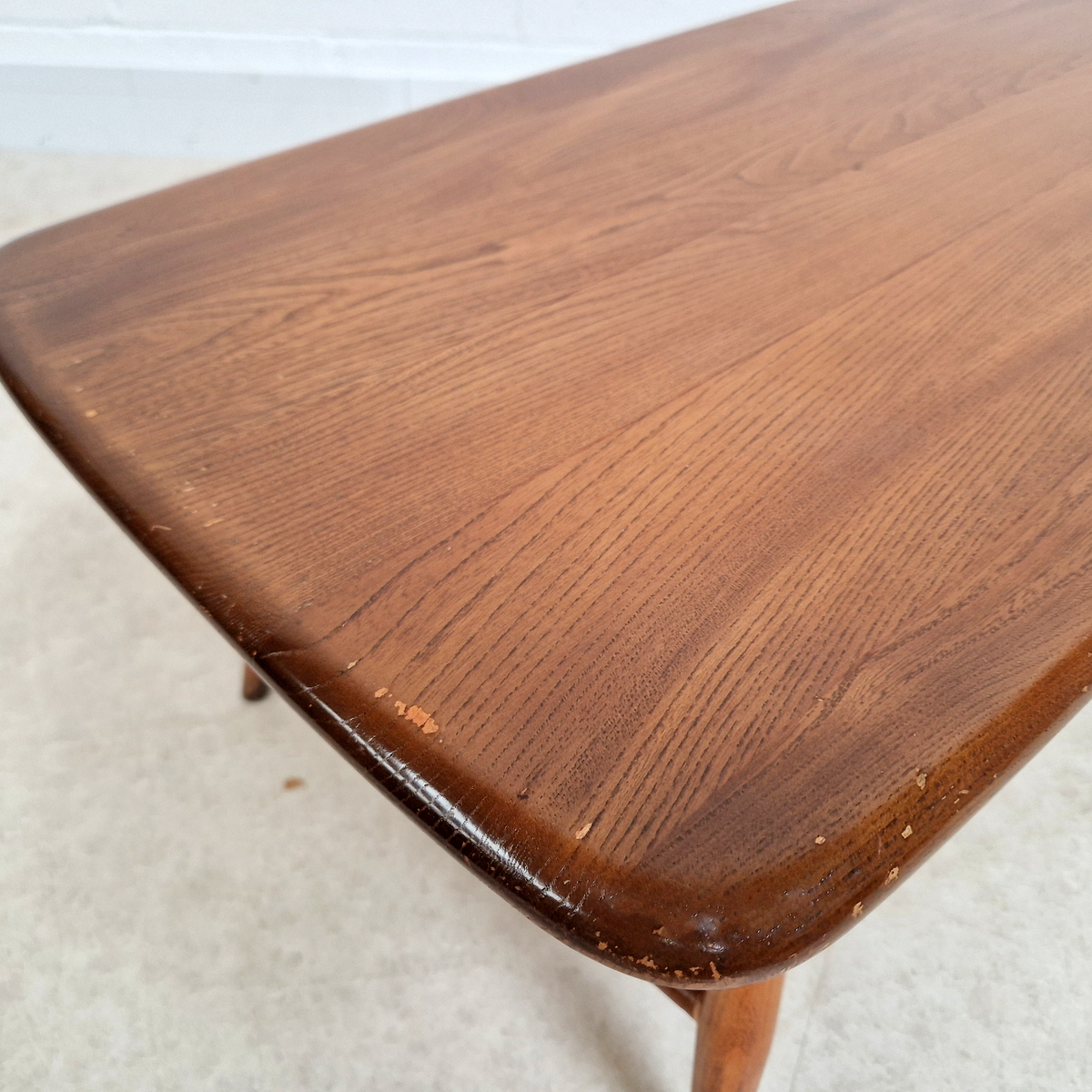 Ercol Vintage Mid Century Solid Elm Danish Design Coffee Table With Rack