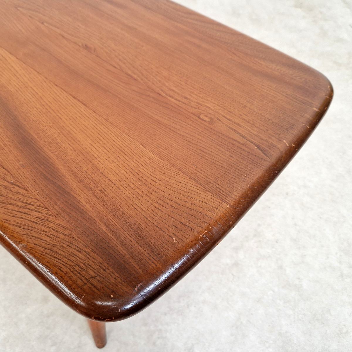 Ercol Vintage Mid Century Solid Elm Danish Design Coffee Table With Rack