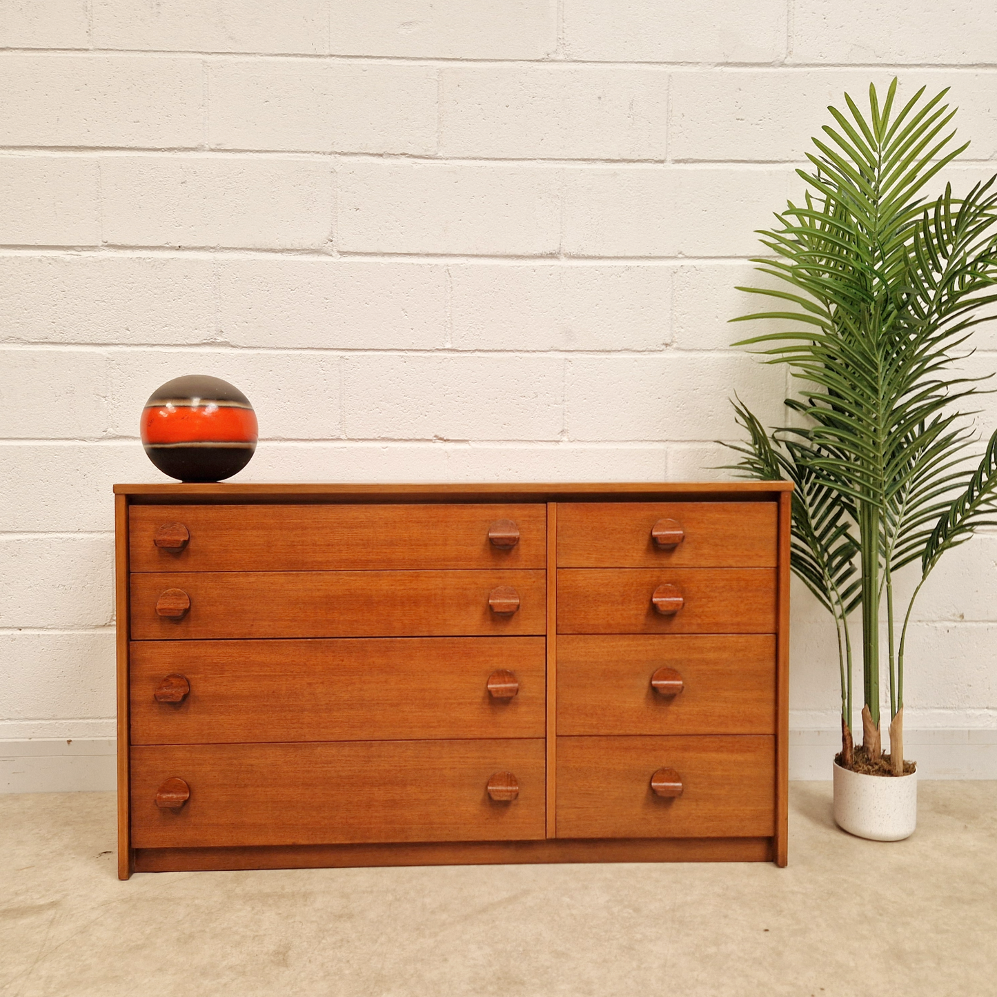 John & Sylvia Reid for Stag Vintage Mid Century Double Length Chest of Drawers