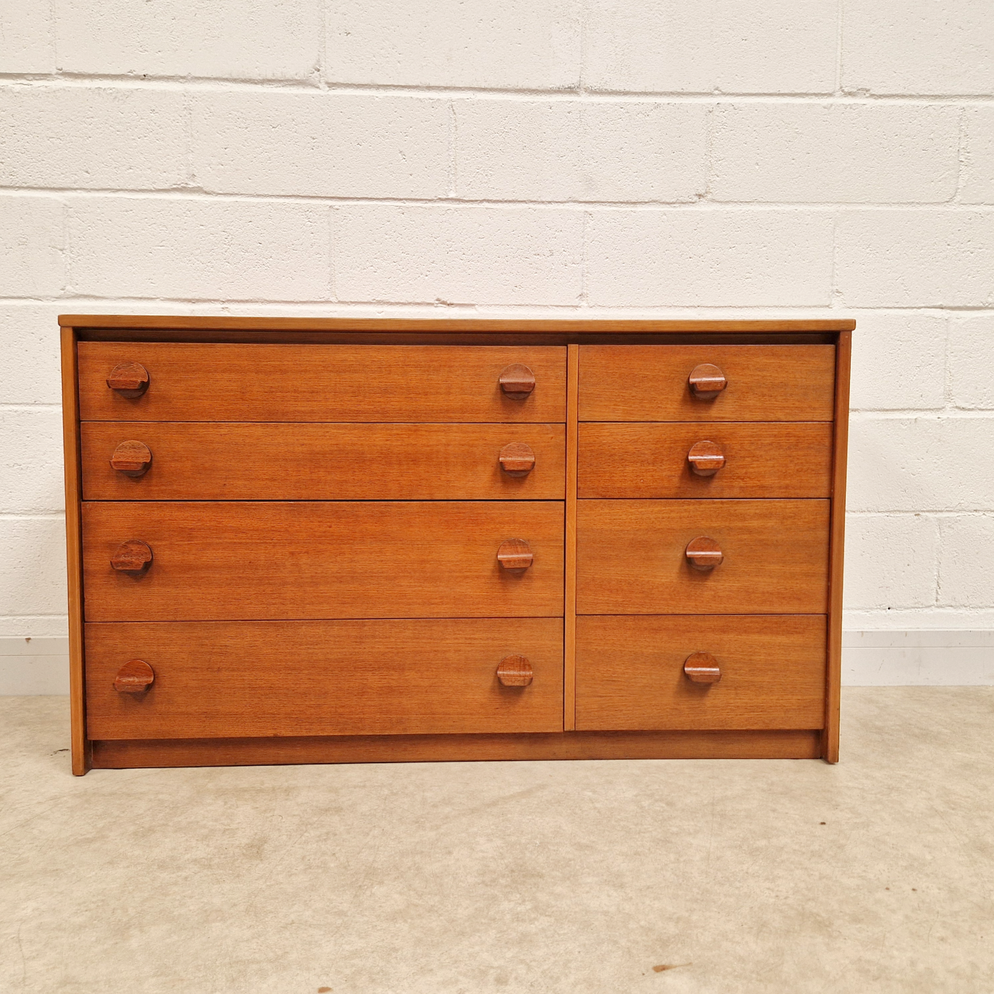 John & Sylvia Reid for Stag Vintage Mid Century Double Length Chest of Drawers