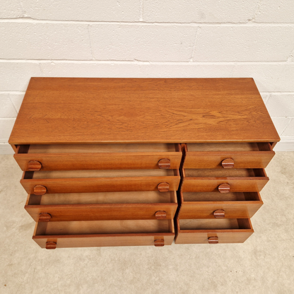 John & Sylvia Reid for Stag Vintage Mid Century Double Length Chest of Drawers