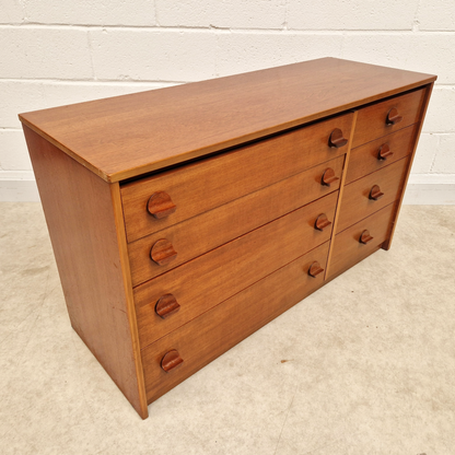 John & Sylvia Reid for Stag Vintage Mid Century Double Length Chest of Drawers