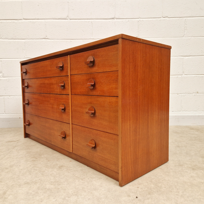 John & Sylvia Reid for Stag Vintage Mid Century Double Length Chest of Drawers