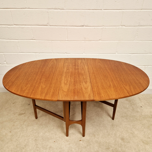 Nathan Vintage Mid Century Teak Danish Design Drop Leaf Dining Table
