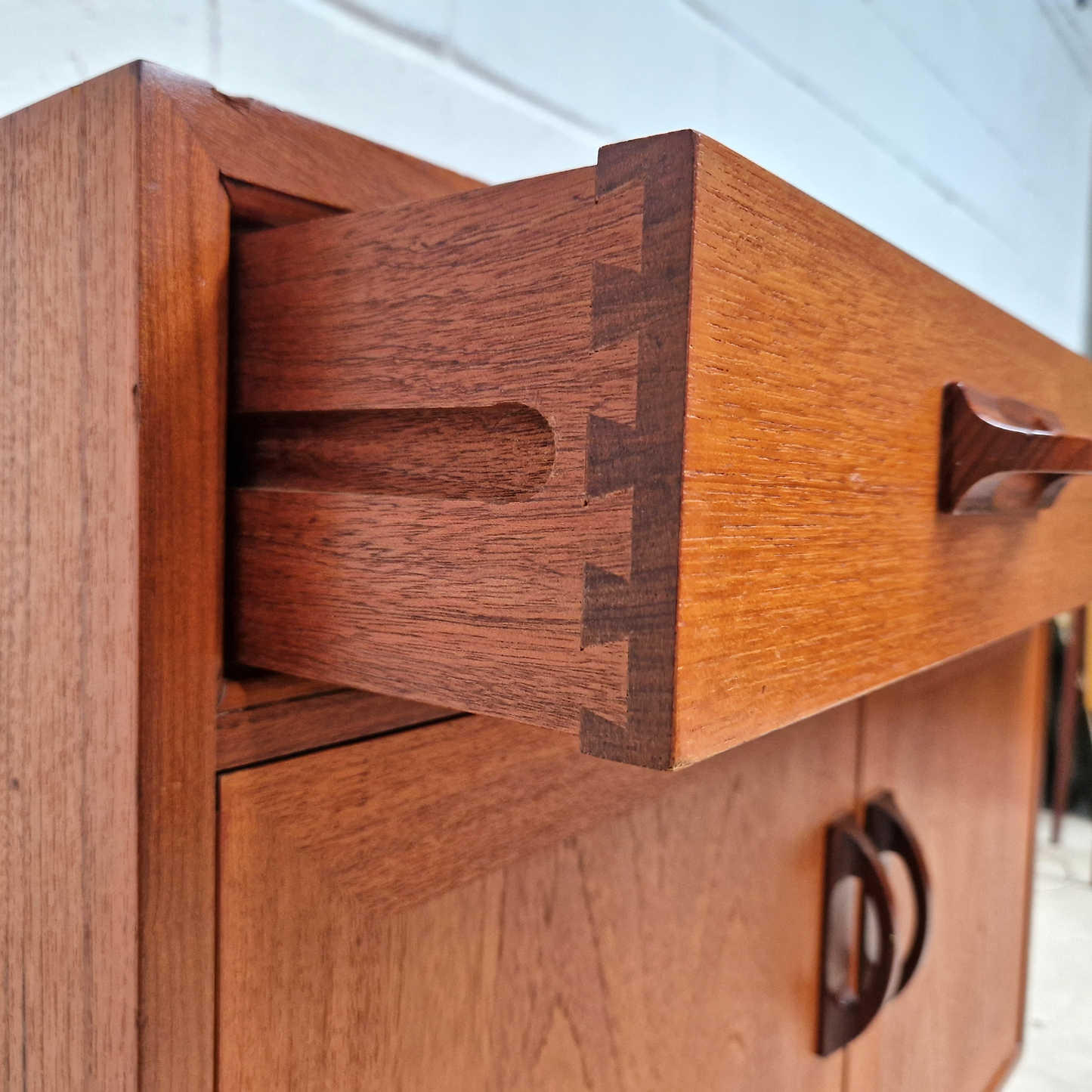 G Plan Sierra Red Label Vintage Mid Century Pyramid Teak Retro Compact Sideboard