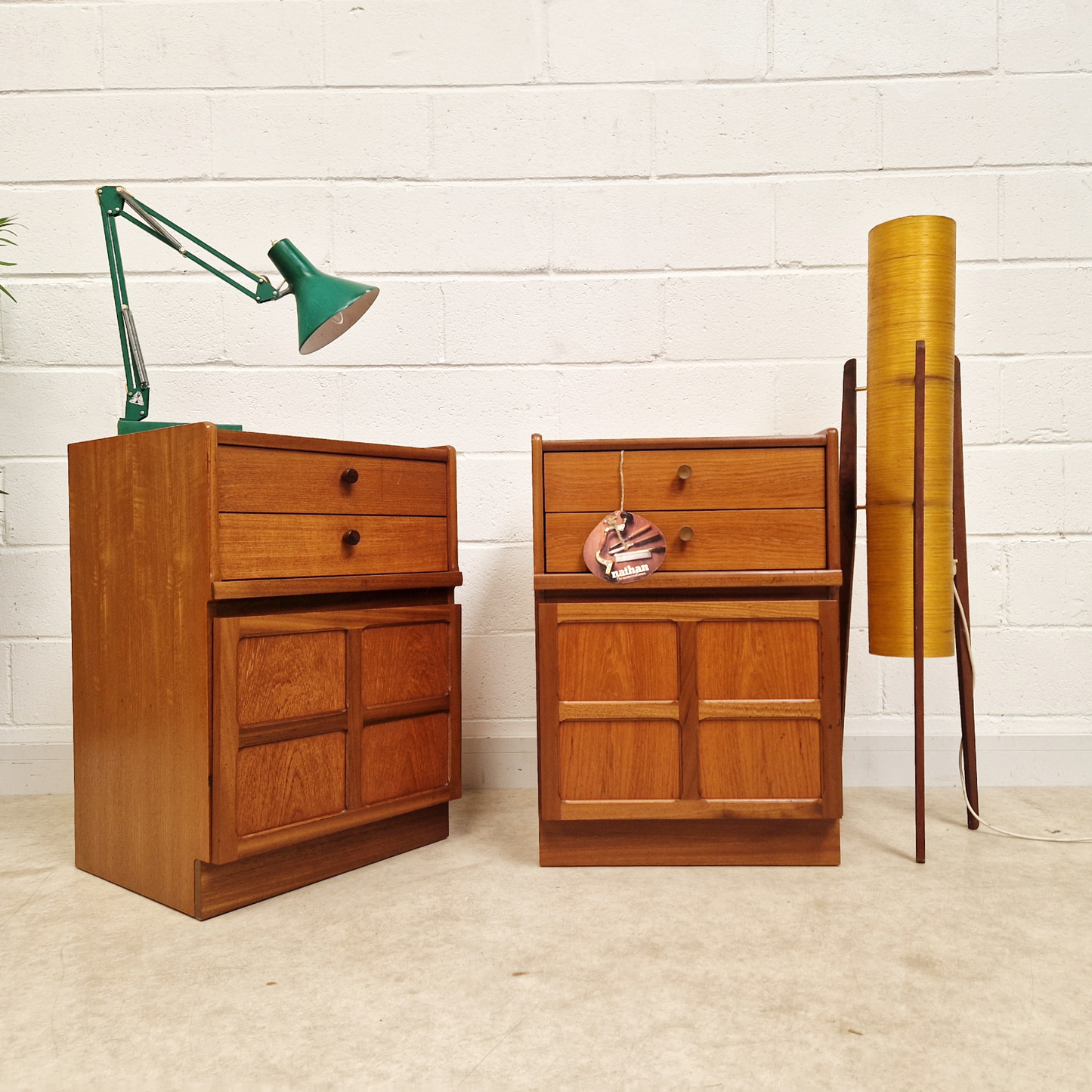 PAIR Nathan Parker Knoll Mid Century Medium Teak Danish Design Bedside Chest Cabinets BL296