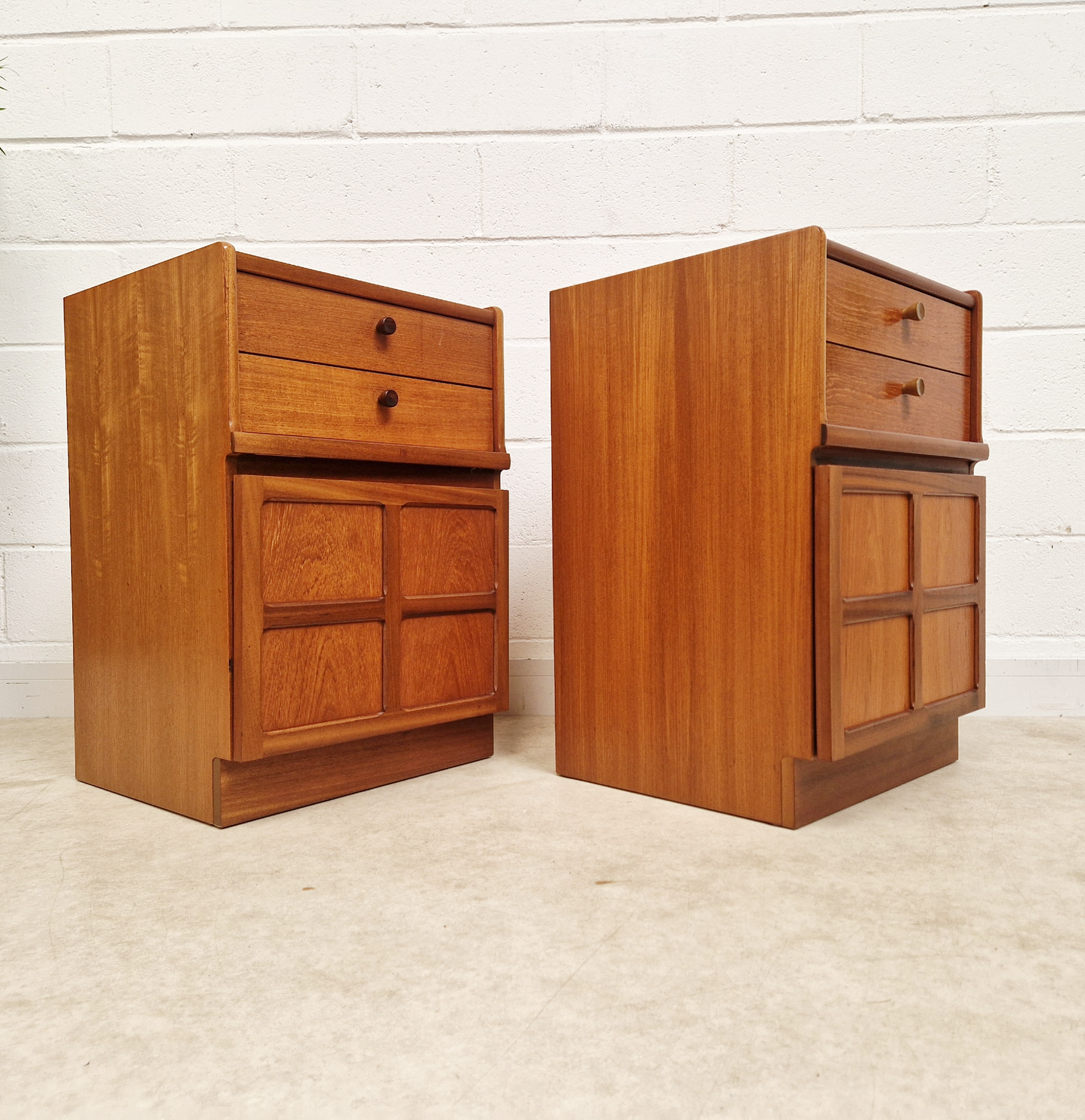 PAIR Nathan Parker Knoll Mid Century Medium Teak Danish Design Bedside Chest Cabinets BL296