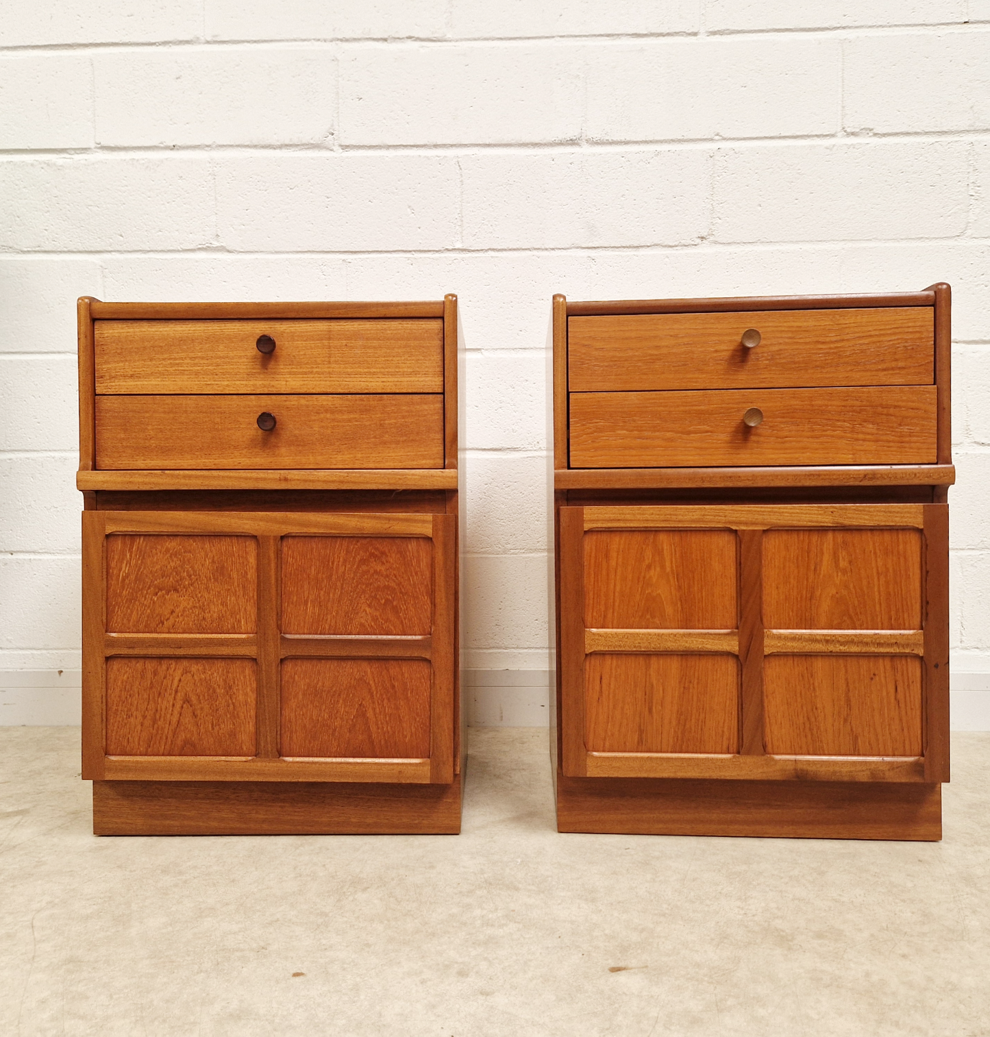 PAIR Nathan Parker Knoll Mid Century Medium Teak Danish Design Bedside Chest Cabinets BL296