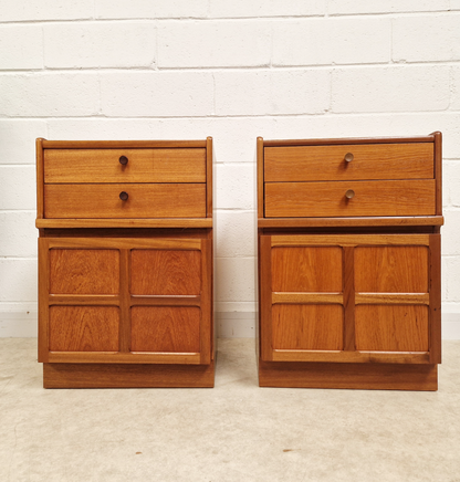 PAIR Nathan Parker Knoll Mid Century Medium Teak Danish Design Bedside Chest Cabinets BL296