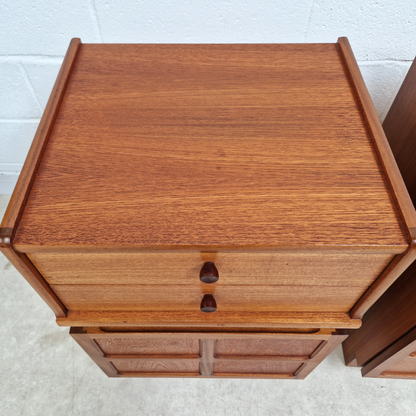PAIR Nathan Parker Knoll Mid Century Medium Teak Danish Design Bedside Chest Cabinets BL296