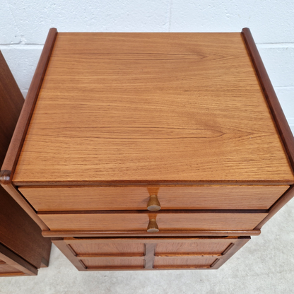 PAIR Nathan Parker Knoll Mid Century Medium Teak Danish Design Bedside Chest Cabinets BL296