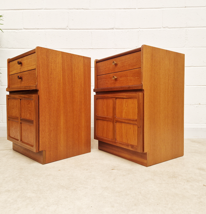 PAIR Nathan Parker Knoll Mid Century Medium Teak Danish Design Bedside Chest Cabinets BL296