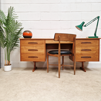 Vintage 1960s Mid Century Nordic Design Gold Teak Office Home Desk