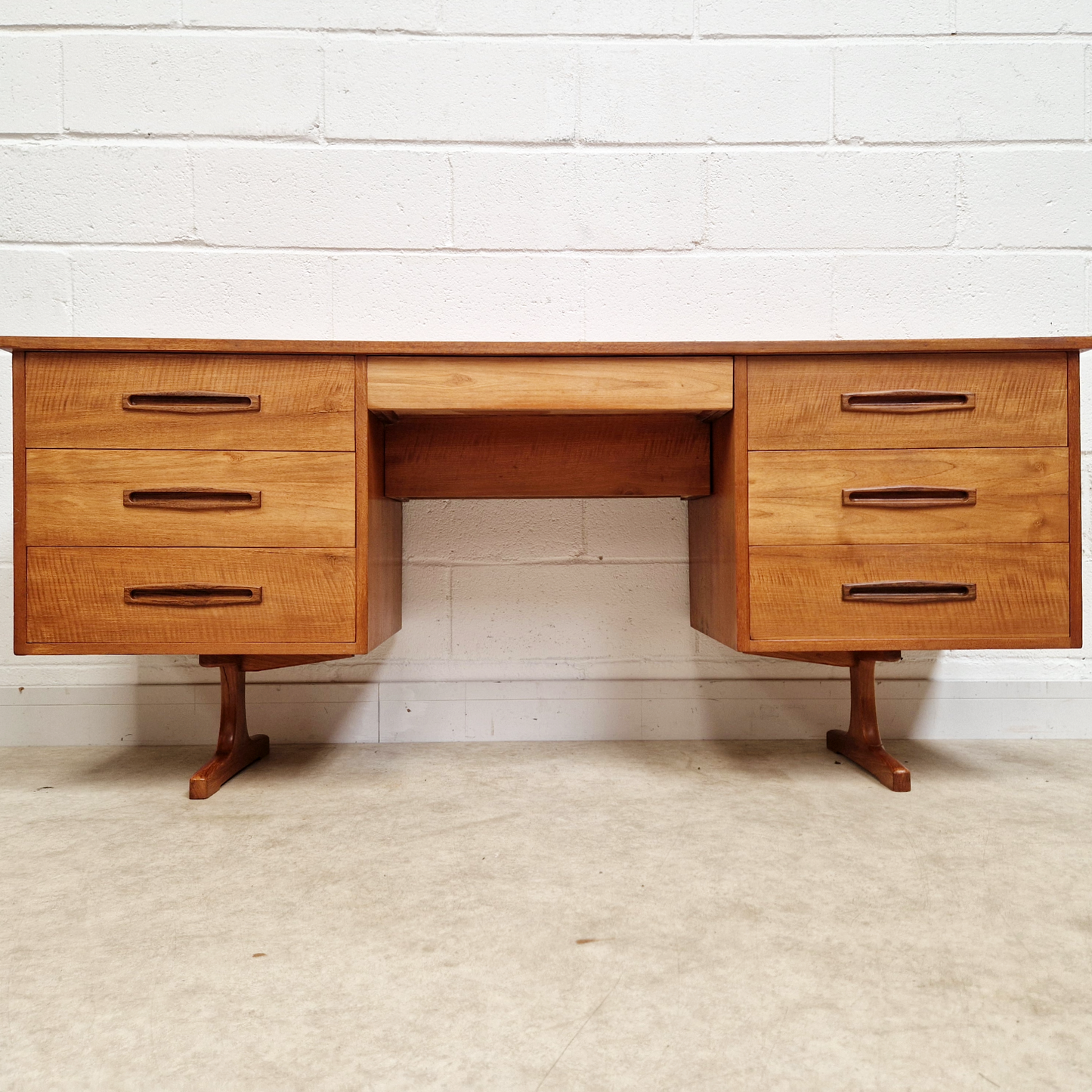 Vintage 1960s Mid Century Nordic Design Gold Teak Office Home Desk