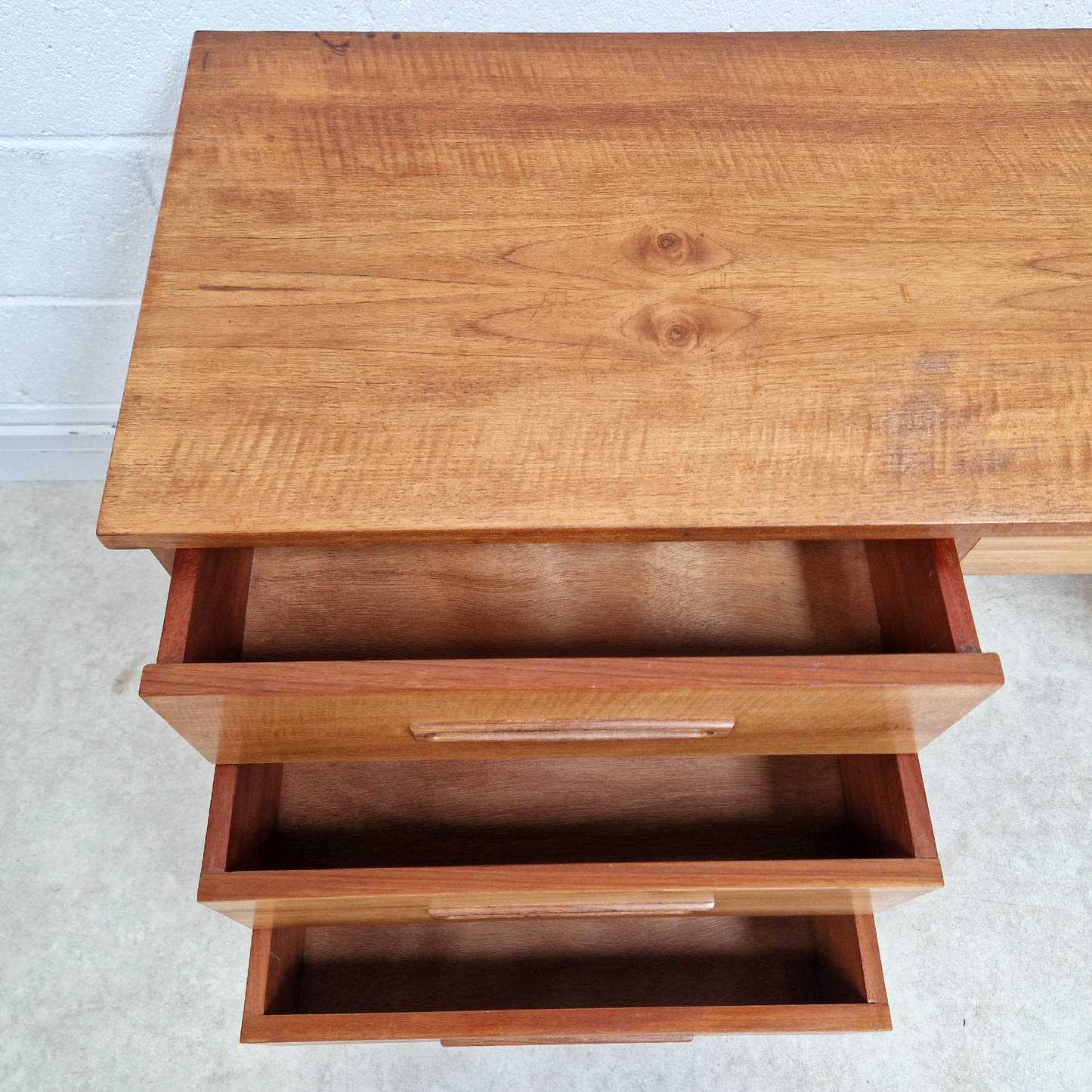 Vintage 1960s Mid Century Nordic Design Gold Teak Office Home Desk