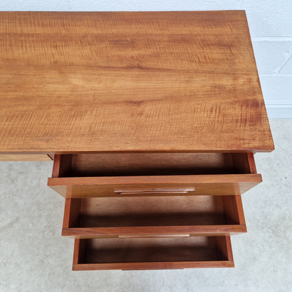 Vintage 1960s Mid Century Nordic Design Gold Teak Office Home Desk
