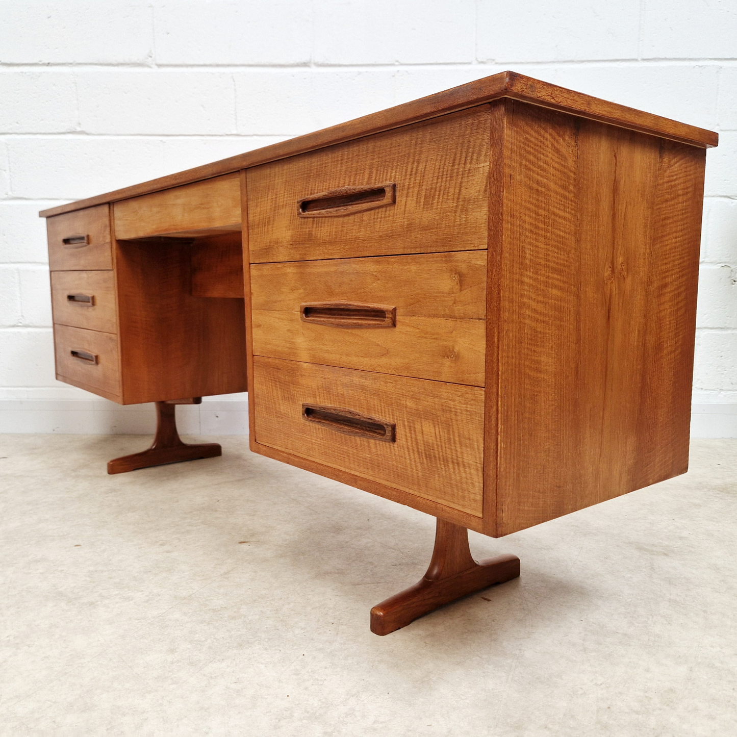 Vintage 1960s Mid Century Nordic Design Gold Teak Office Home Desk