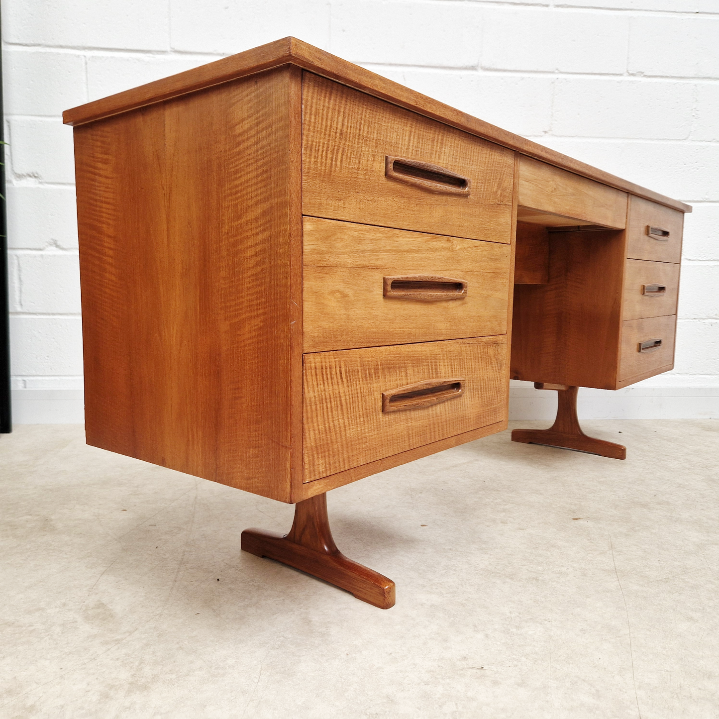 Vintage 1960s Mid Century Nordic Design Gold Teak Office Home Desk