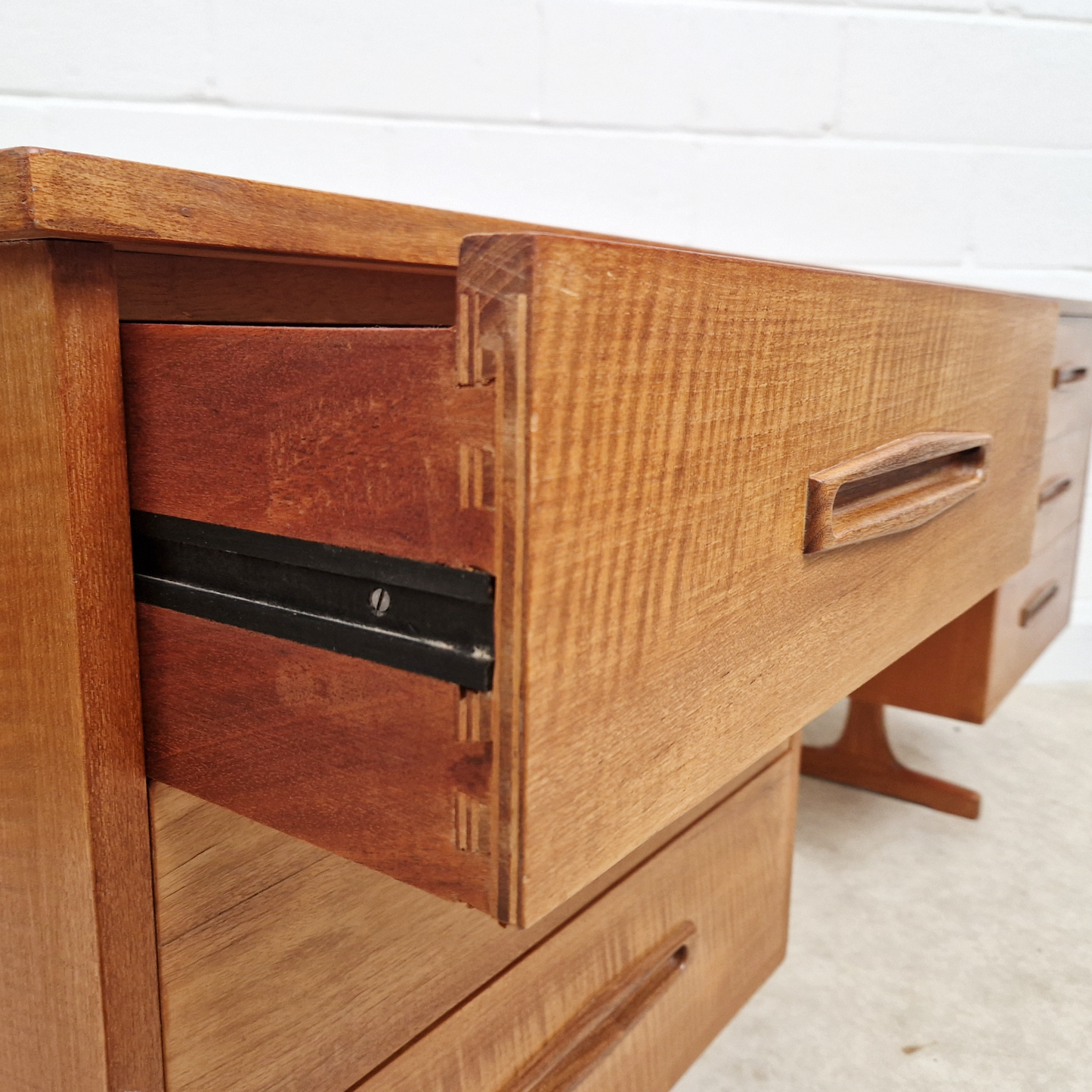 Vintage 1960s Mid Century Nordic Design Gold Teak Office Home Desk